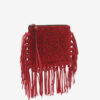 Pochette plate en cuir à franges