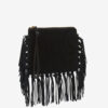 Pochette plate en cuir à franges