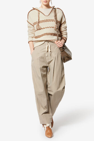 Pull à capuche en tweed de laine mérinos Romera