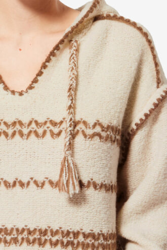 Pull à capuche en tweed de laine mérinos Romera