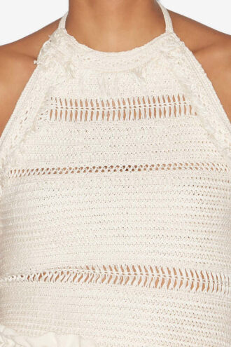 Pull en maille macramé dos nu Araliane