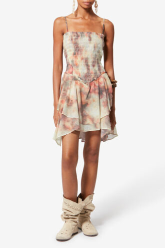 Robe Anka en voile de coton imprimé smocké à bretelles Robe Anka en voile de coton imprimé smocké à bretelles