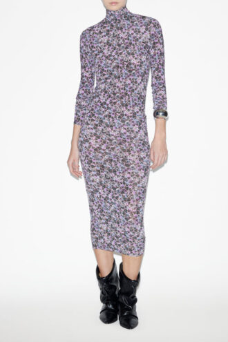 Robe à col roulé Vanessa en jersey uni