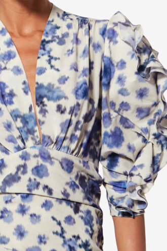Robe courte Doris en soie stretch imprimée