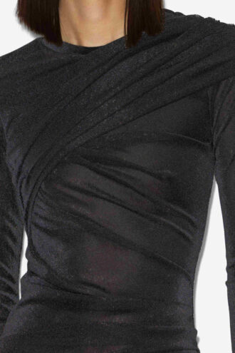 Robe courte drapée en jersey lurex Denise