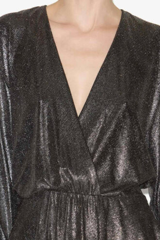 Robe courte drapée métallisée Alexane