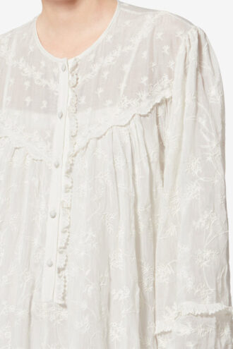 Robe courte en coton et soie à fleurs Zame