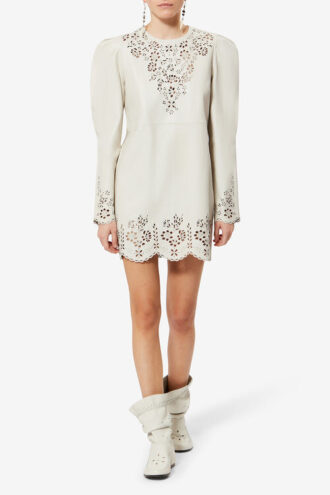 Robe courte en cuir découpée au laser Nala