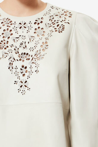 Robe courte en cuir découpée au laser Nala