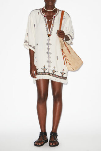 Robe courte en gaze brodée Kressy