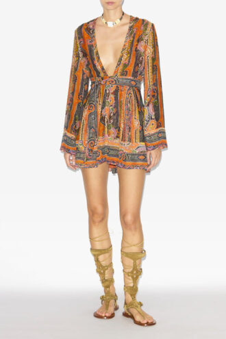 Robe courte en soie imprimée Morgane