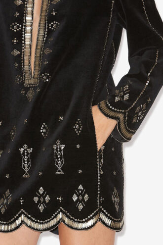 Robe courte en velours brodé Helene