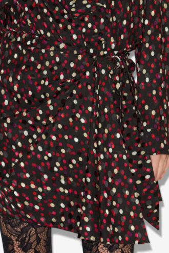 Robe drapée en soie à imprimé pois Ora