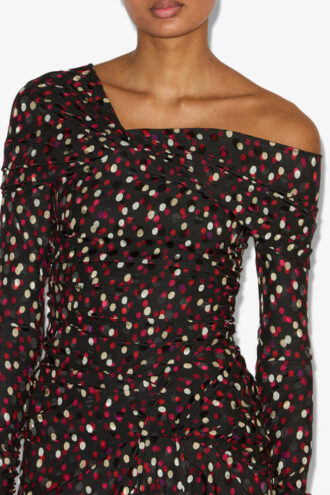 Robe drapée en soie imprimée Elara