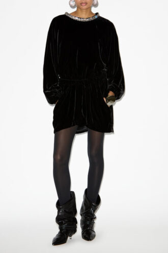 Robe froncée en velours Beniga