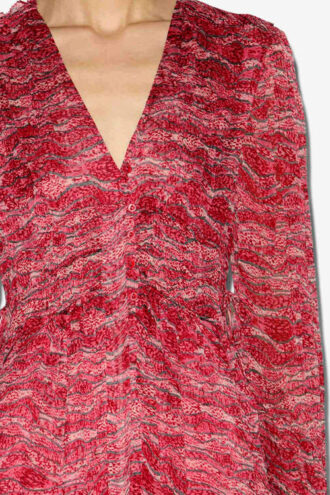 Robe longue Amara en mousseline froncée