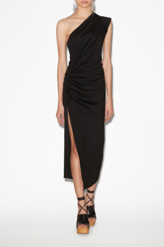 Robe longue asymétrique drapée Maude