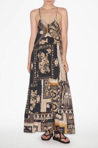 Robe longue à bretelles imprimé bandana Sabba