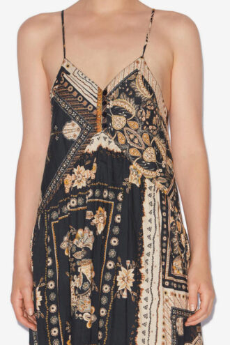 Robe longue à bretelles imprimé bandana Sabba