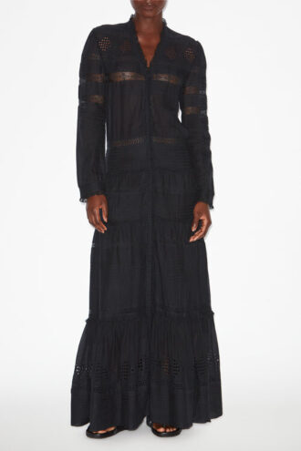 Robe longue Daniva en voile de coton élaboré