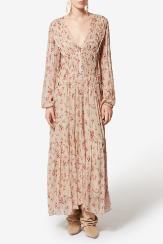 Robe longue en mousseline froissée Briane