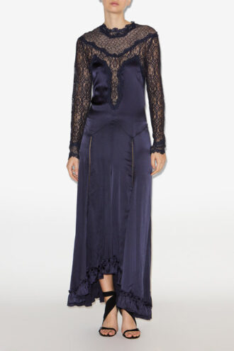 Robe longue en satin et dentelle Dolores