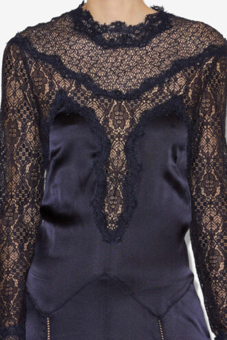 Robe longue en satin et dentelle Dolores