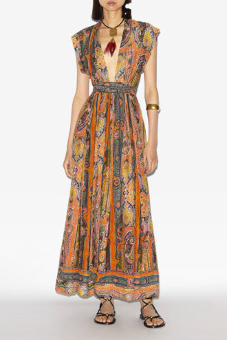 Robe longue en soie imprimée Melissa