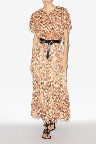 Robe longue en soie imprimée Odelia