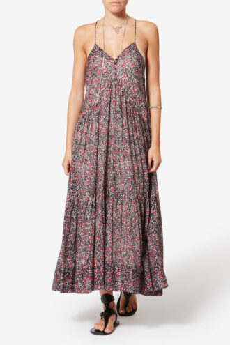 Robe longue en voile de coton imprimé Sabba