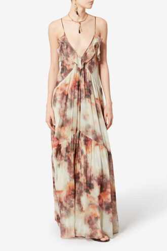 Robe longue en voile de coton imprimé Vasmila