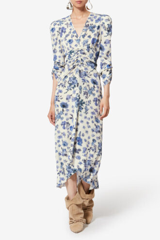 Robe longue imprimée en soie stretch Albini