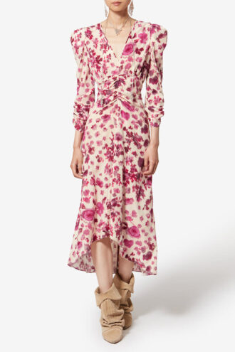 Robe longue imprimée en soie stretch Albini