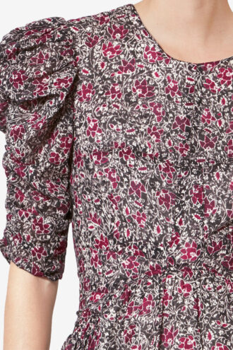 Robe longue imprimée en voile de coton biologique Sichellia