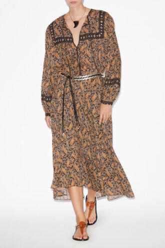 Robe longue imprimée en voile de coton Greila