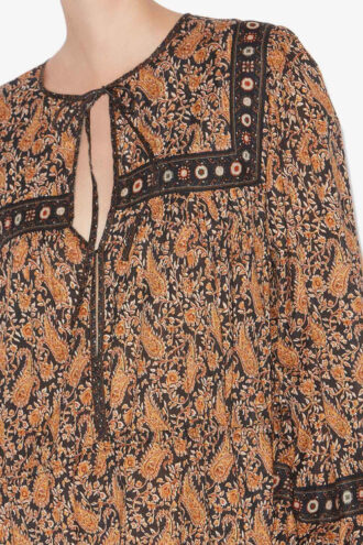 Robe longue imprimée en voile de coton Greila