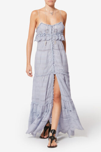 Robe longue Paule en coton et dentelle florale