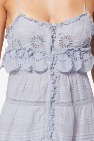 Robe longue Paule en coton et dentelle florale