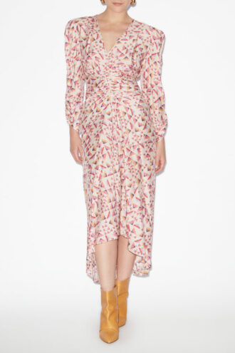 Robe midi en soie mélangée imprimée Albini