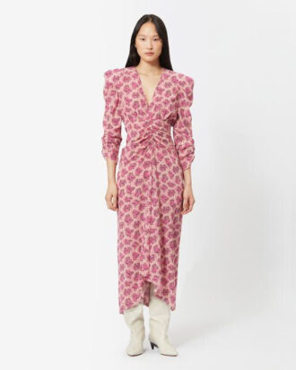 Robe midi en soie mélangée imprimée Albini