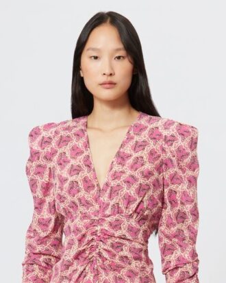 Robe midi en soie mélangée imprimée Albini