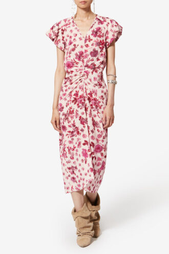 Robe midi en soie stretch imprimée Terenae