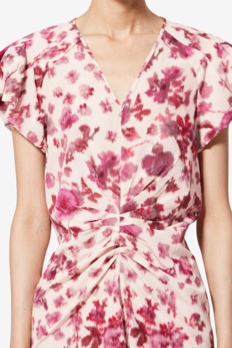 Robe midi en soie stretch imprimée Terenae