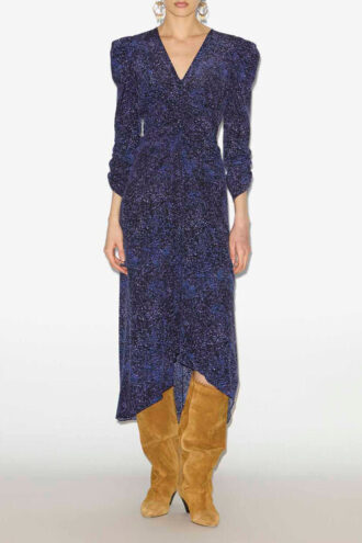 Robe midi froncée en soie imprimée Albini