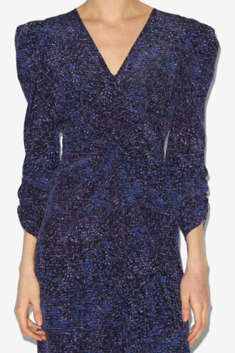 Robe midi froncée en soie imprimée Albini