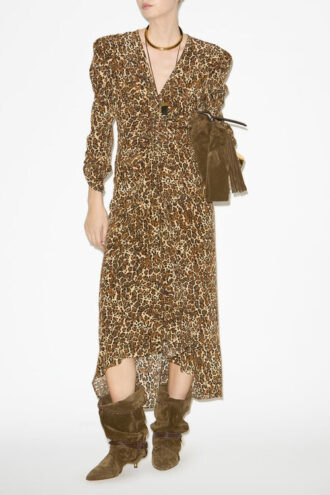 Robe midi froncée en soie mélangée Albini