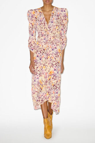 Robe midi froncée en soie mélangée Albini