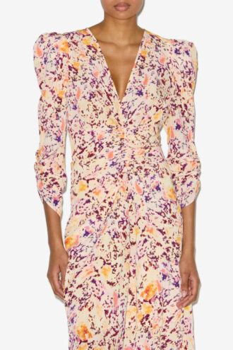 Robe midi froncée en soie mélangée Albini