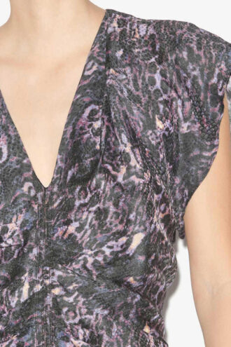 Robe midi froncée imprimée Lyndsay Robe midi froncée imprimée Lyndsay