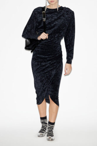 Robe midi Hadley en velours froncé